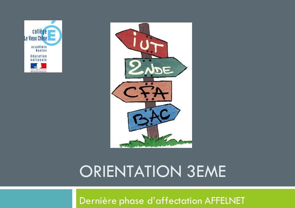 Phase principale d’orientation pour les élèves de 3eme mode d’emploi