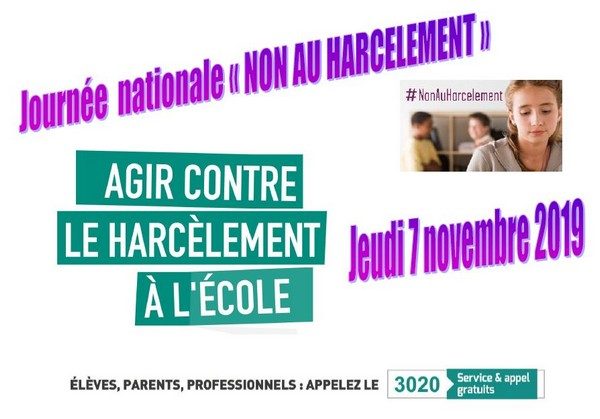 Journée nationale de lutte contre le harcèlement 7 novembre 2019